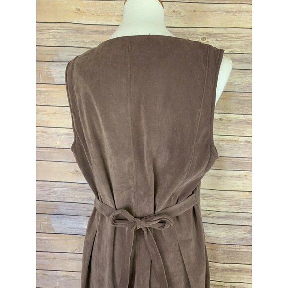 Orvis Womens Petite 12 Faux Suede Dress Brown - Picture 7 of 10